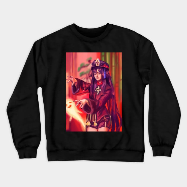 Hu Tao Genshin Impact Anime Halloween Fan art Crewneck Sweatshirt by craftsanime